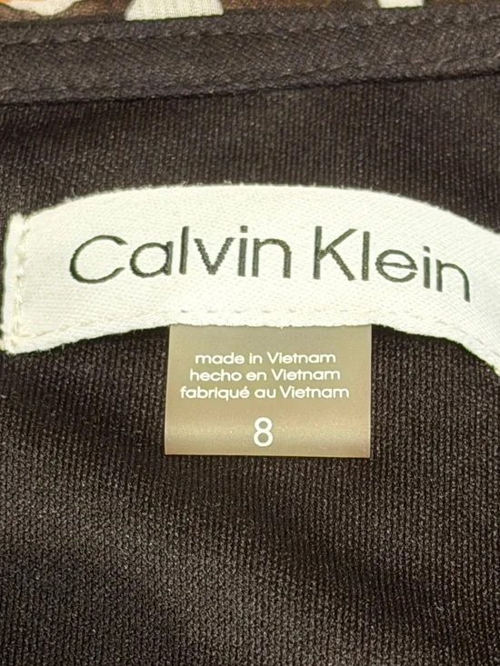 Calvin Klein Women’s Black Short Sleeve Polka Dot Pattern V-Neck Dress Size 8 - Picture 3 of 13